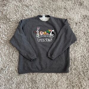 Warner Bros. Gray Looney Tunes Embroidered Crewneck